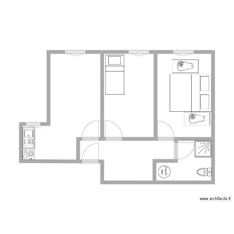3 bernard. Plan de 5 pièces et 44 m2