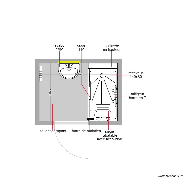 sangogo. Plan de 1 pièce et 3 m2
