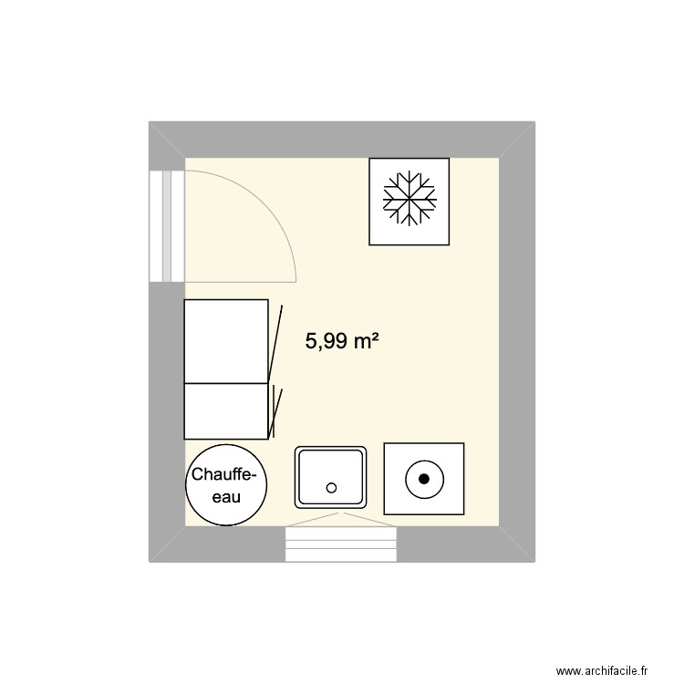 buanderie augustin. Plan de 1 pièce et 6 m2