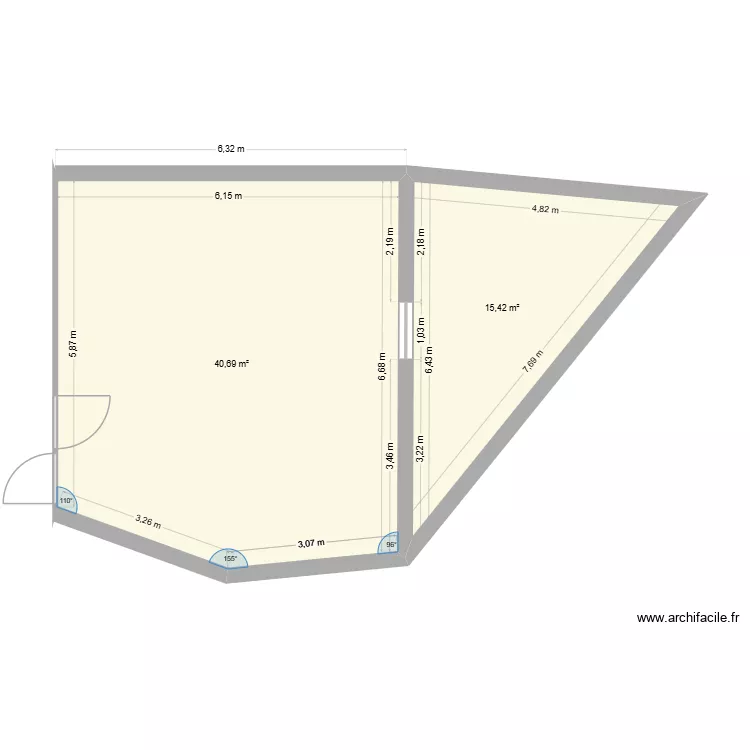 PROJET VINCENT plan ensemble. Plan de 2  et 56 m²