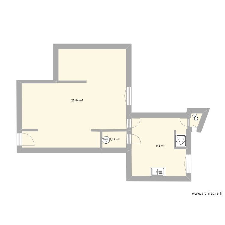 BOURGOIN . Plan de 3 pièces et 34 m2