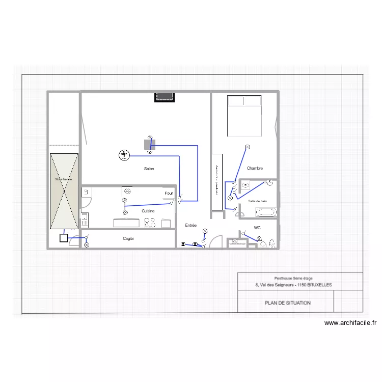 situatation &eacute;clairage. Plan de 6  et 214 m²
