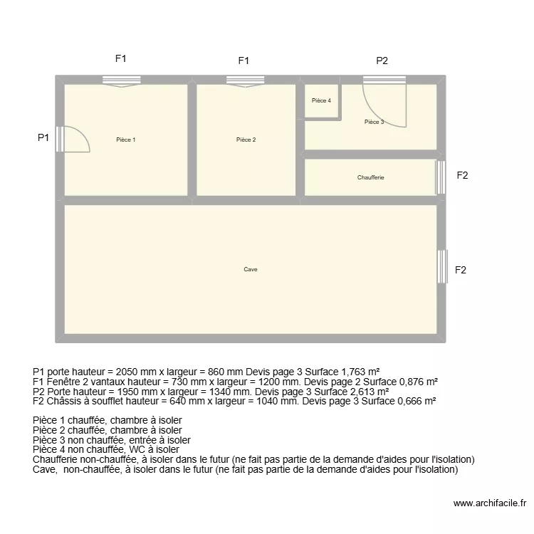 CHAINARD niveau 1. Plan de 6  et 84 m²