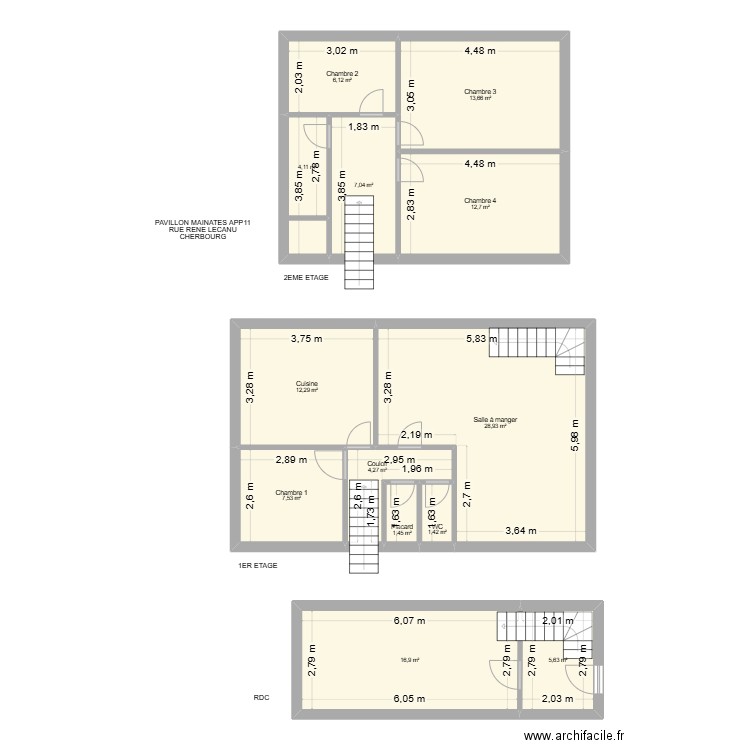 PAVILLON LES MAINATES APP11. Plan de 13 pièces et 122 m2