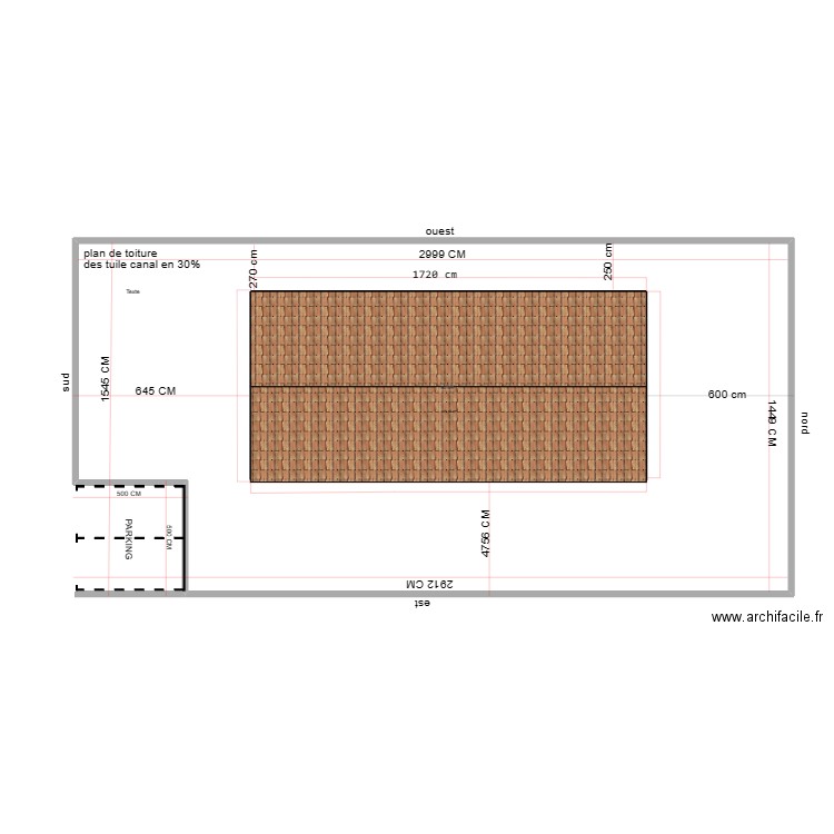 plan 001 TOITURE la force 2 A . Plan de 2 pièces et 564 m2