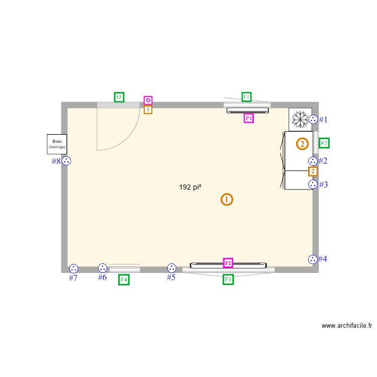 Mini maison Mur Arrière. Plan de 1 pièce et 18 m2