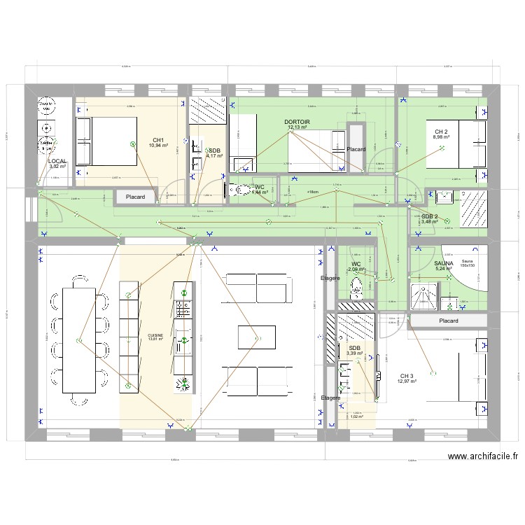 LOU BERCAIL - Eclairage. Plan de 20 pièces et 146 m2