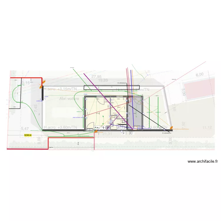 DEPENDANCE ELEC/ECL PIVOT. Plan de 4  et 46 m²