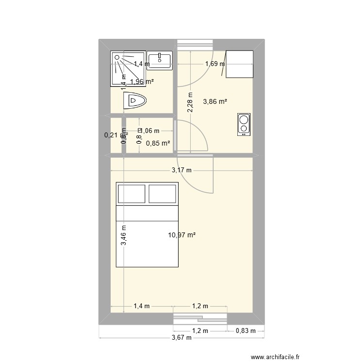 Plan Samoens nouveau. Plan de 5 pièces et 18 m2