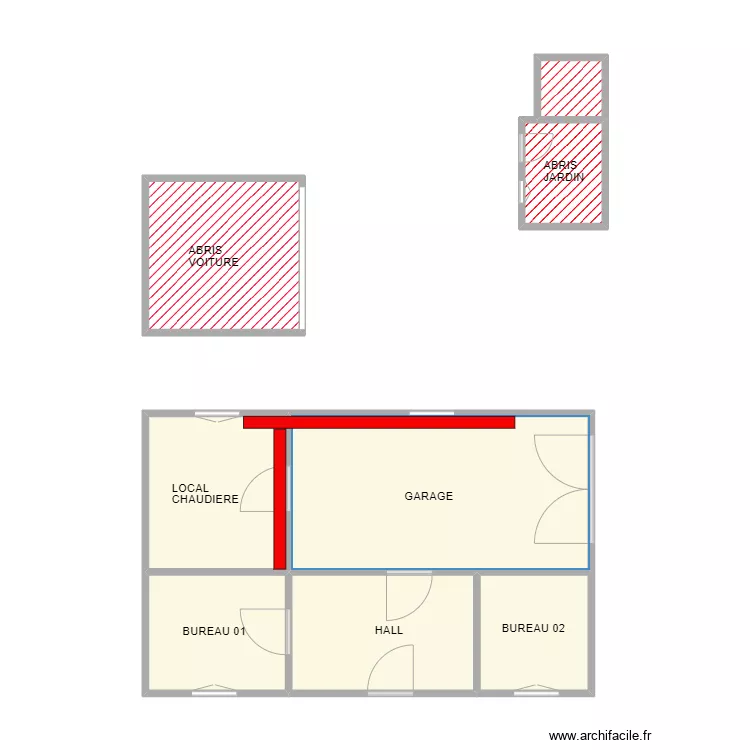 BOUCOIRAN RDC. Plan de 8  et 46 m²