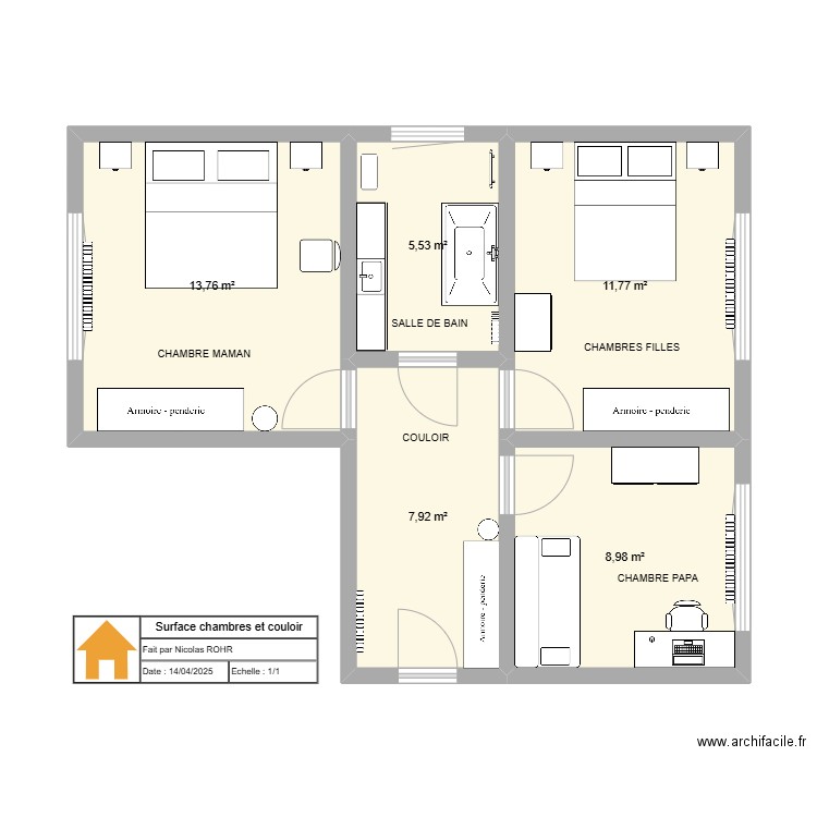 MAISON. Plan de 5 pièces et 48 m2