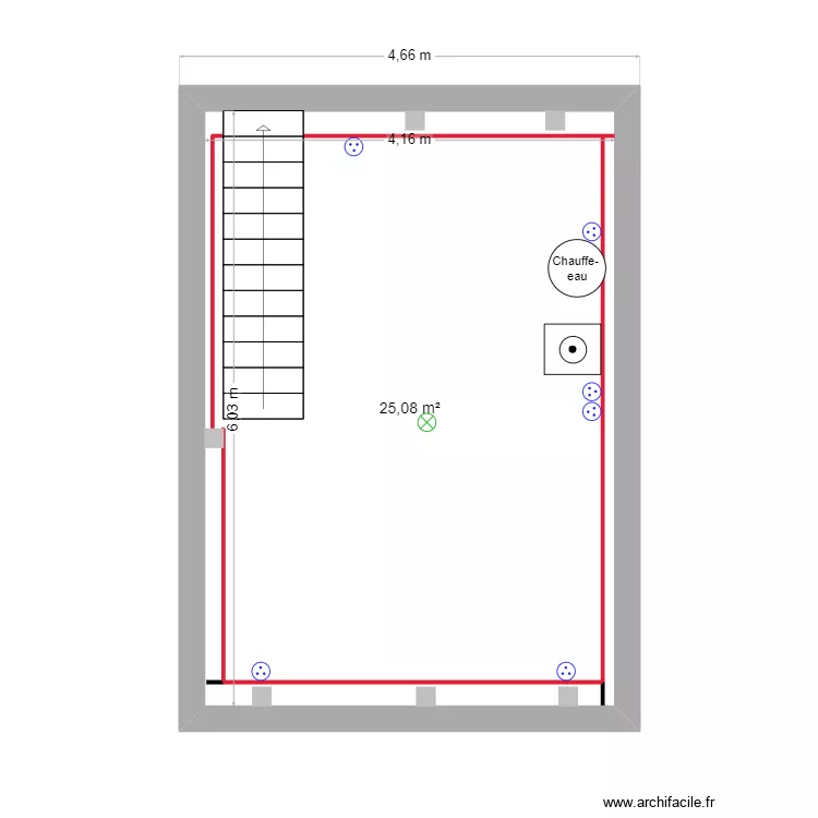 sous sol buanderie. Plan de 1 Pièce et 25 m²