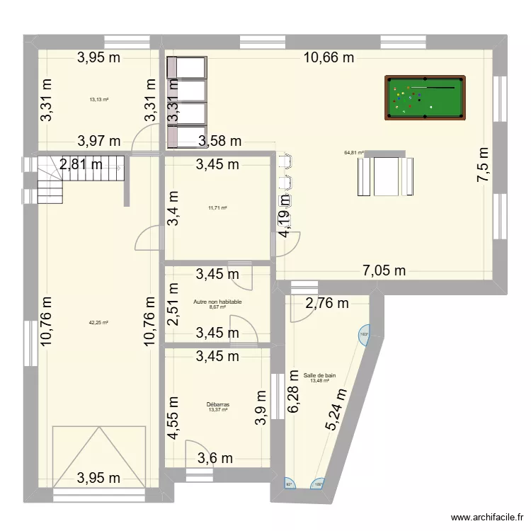 Sous sol Sorendal apr&eacute;s travaux 2. Plan de 