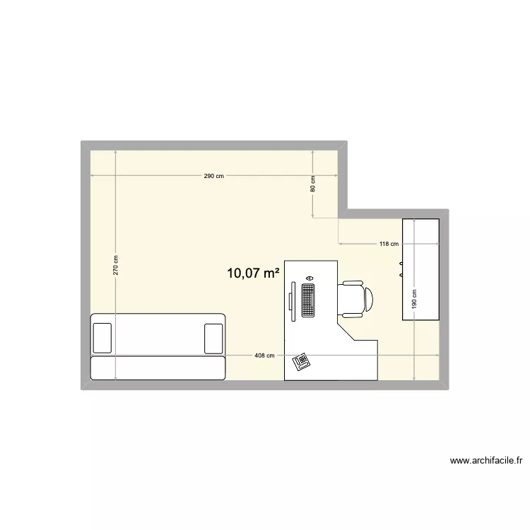 Chambre bureau Andr&eacute;. Plan de 