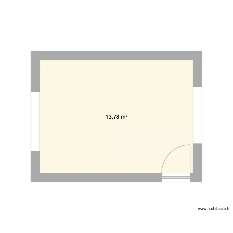 cuisine. Plan de 1  et 14 m²