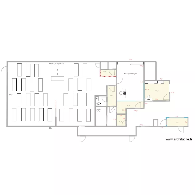 Nouveau studio Option 2. Plan de 
