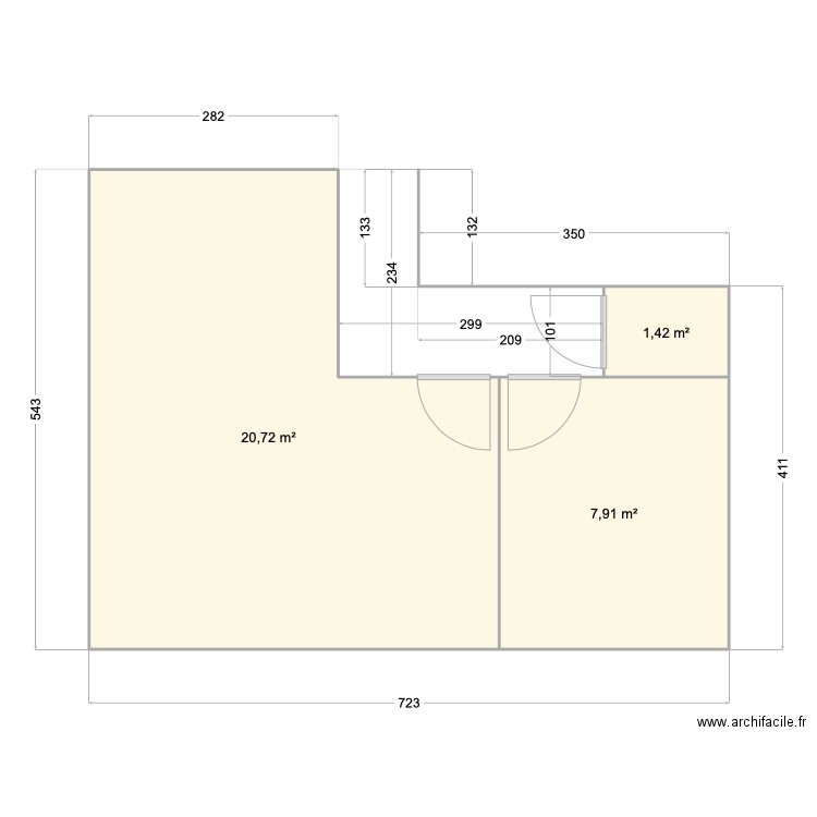 20240411ProjetLoisée. Plan de 3 pièces et 30 m2