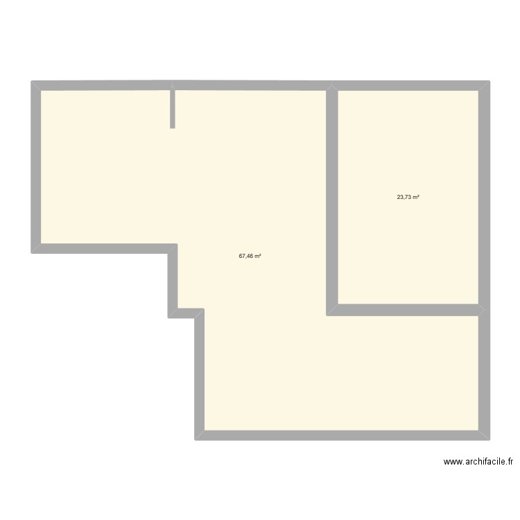 André. Plan de 2 pièces et 91 m2