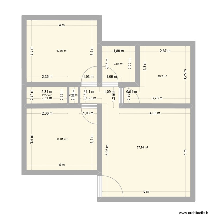 Maison 202555. Plan de 7 pièces et 72 m2