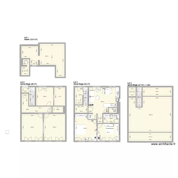 App de la gare 3eme wc separ&eacute;. Plan de 