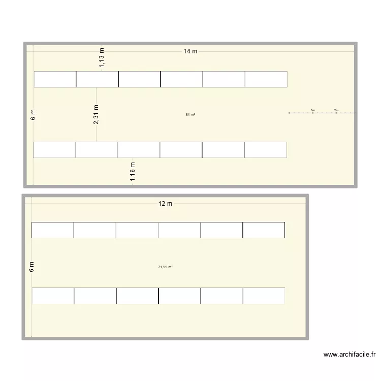 tente. Plan de 2  et 156 m²