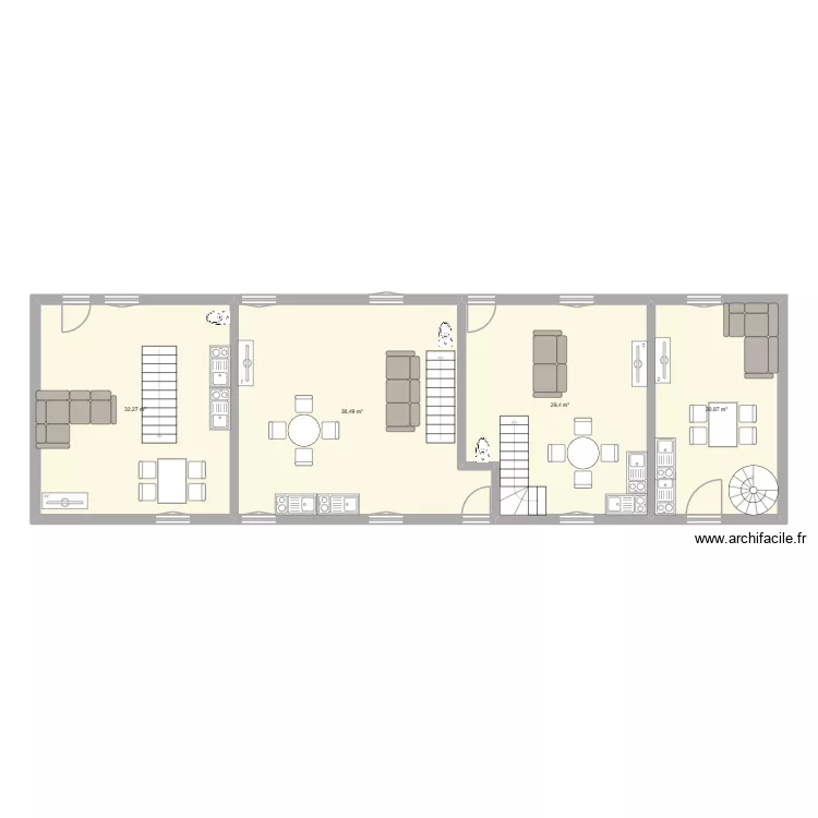 HAILLET. Plan de 4 Pièces et 121 m²