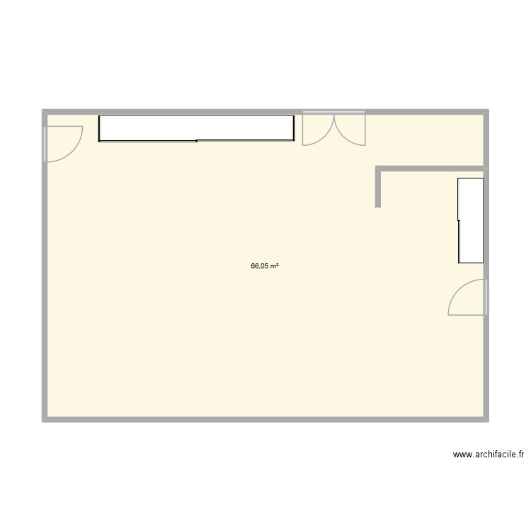 scol. Plan de 1 pièce et 66 m2