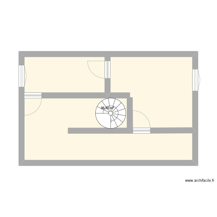 Etage maison. Plan de 1 pièce et 36 m2