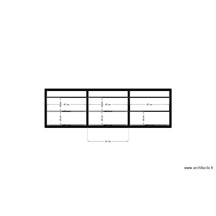 Claire 2 meuble bas. Plan de 9 pièces et 2 m2