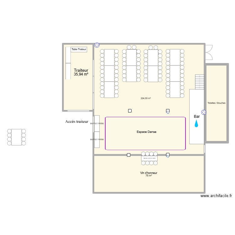 mariage. Plan de 4 pièces et 365 m2