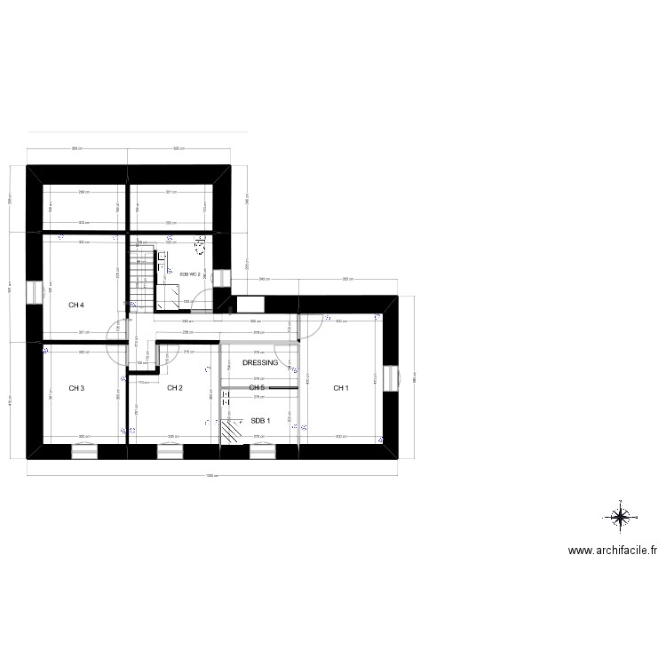 BERGERIE ETAGE'. Plan de 8 pièces et 82 m2