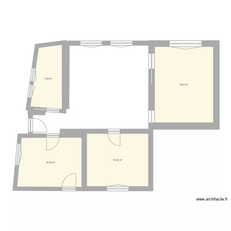 Plan murs nus. Plan de 4  et 58 m²