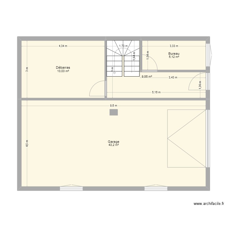 sous sol barbaroux. Plan de 4 pièces et 71 m2