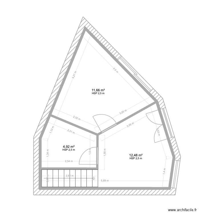 R+1 petite loc côté. Plan de 4 pièces et 61 m2