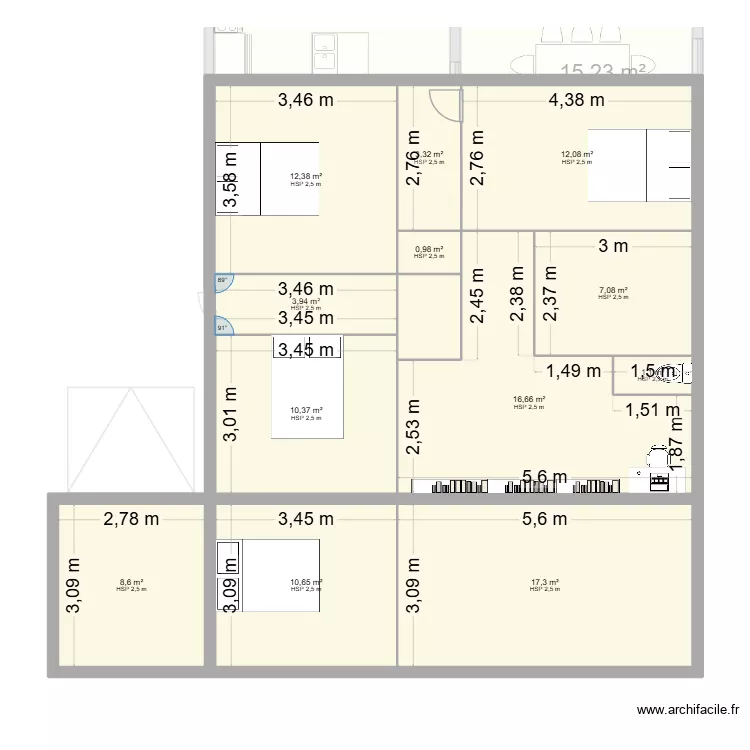 plan p&eacute;z V5b. Plan de 21  et 235 m²