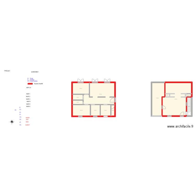 LAFOSSE_ Existant. Plan de 13 pièces et 148 m2