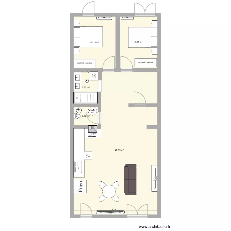 appart 78m2 st christol travaill&eacute;. Plan de 5  et 73 m²