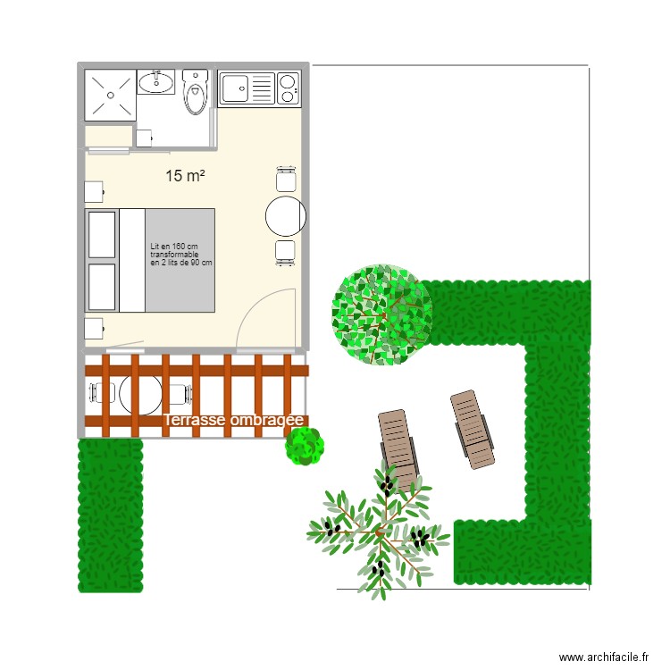 Bignonne. Plan de 3 pièces et 16 m2