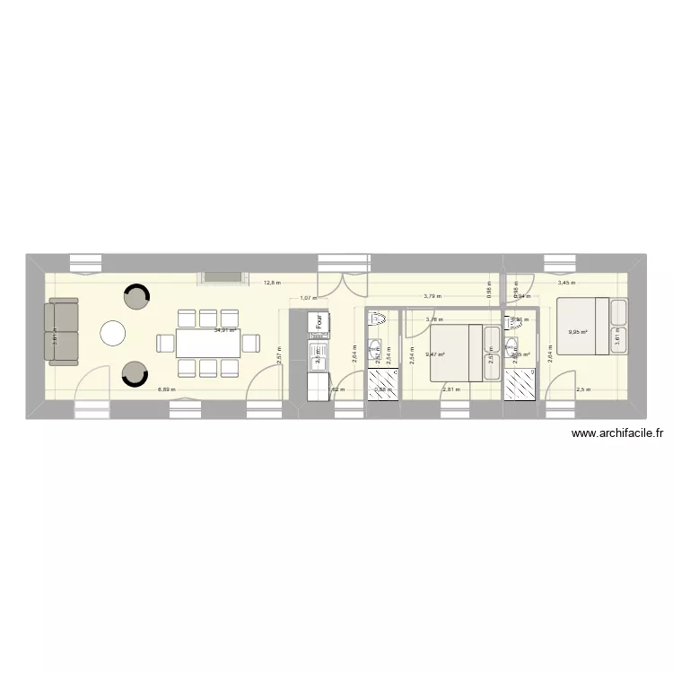 projet4. Plan de 4 Pièces et 57 m²