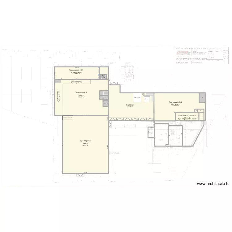 ESA étage 1. Plan de 36 et 8690 m² ESA étage 1. Plan de 36 et 8690 m²