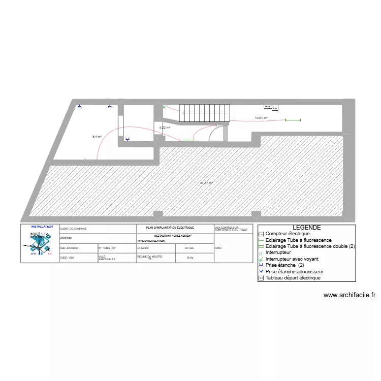 CHEZ ADRIEN PLAN  SOUS-SOL/CAVES. Plan de 4  et 72 m²