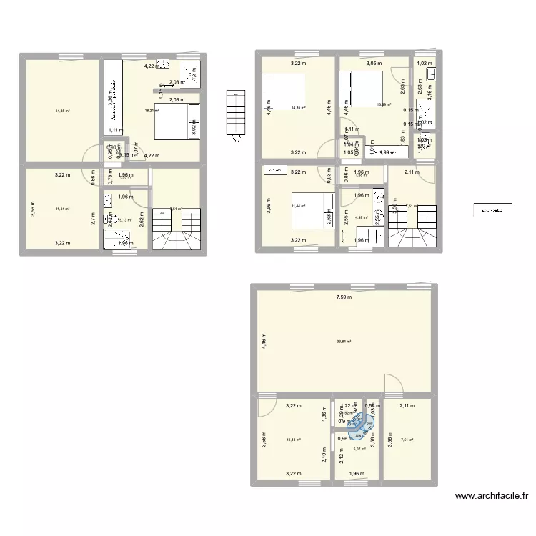 1er &eacute;tage petite sdb. Plan de 