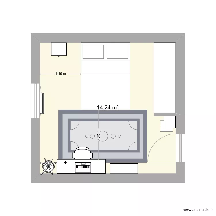 CHAMBRE ARTHUR. Plan de 1 pièce et 14 m² CHAMBRE ARTHUR. Plan de 1 pièce et 14 m²