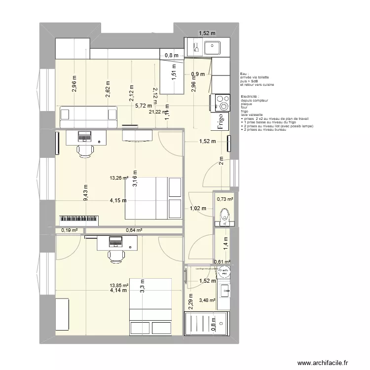 Pierre Arthaud + projet SdB et cuisine v3. Plan de 