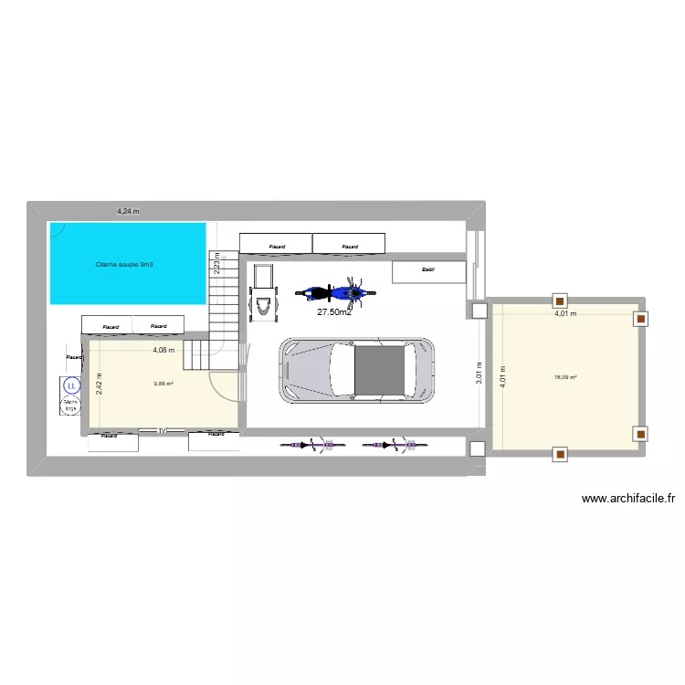 GARAGE ET BUANDERIE + CUBE. Plan de 2 et 26 m² GARAGE ET BUANDERIE + CUBE. Plan de 2 et 26 m²