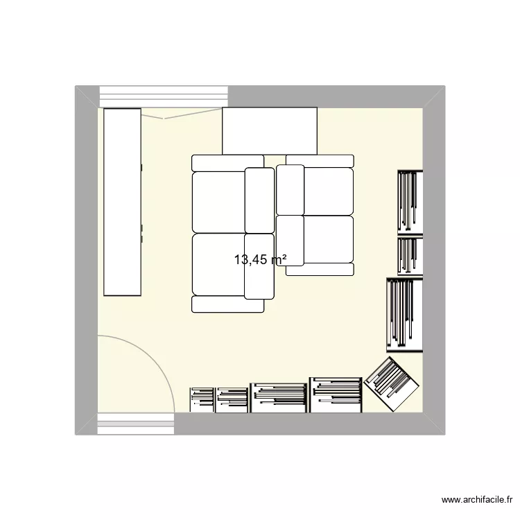 retro. Plan de 1  et 13 m²