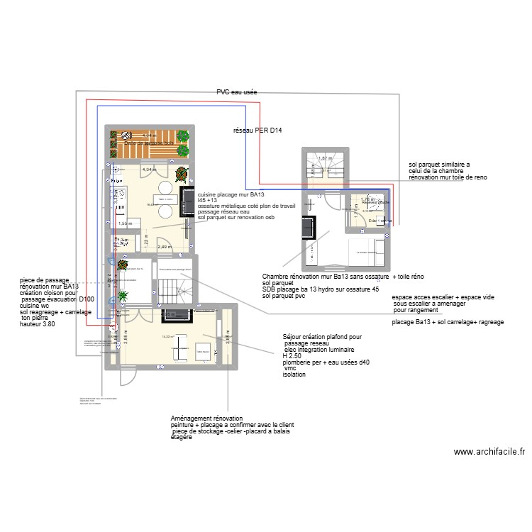 marthyr. Plan de 9 pièces et 48 m2