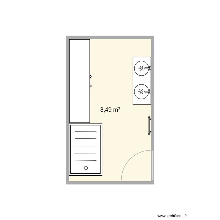 BASSET. Plan de 1 pièce et 8 m2