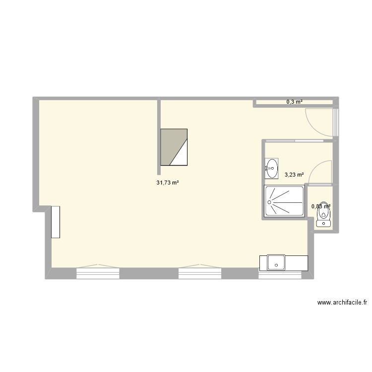 Charette. Plan de 4 pièces et 36 m2