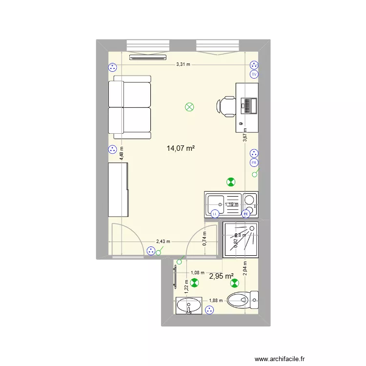 BERTON. Plan de 2  et 17 m²